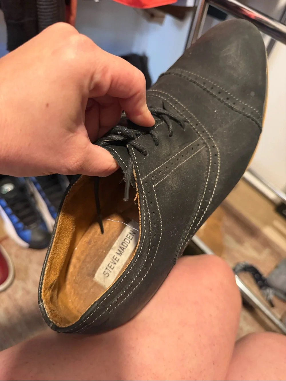 Steve Madden Black Oxford with Tan Crepe-Style Sole